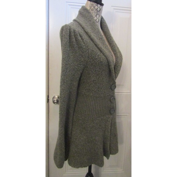 Moda International Cardigan Gray Wool Blend Button Front Sweater Size L - Picture 7 of 9